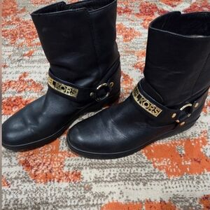 Michael Kors Black Leather Harness Boots